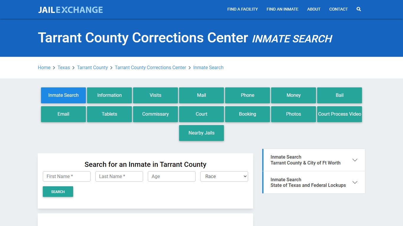 Tarrant County Corrections Center Inmate Search - Jail Exchange